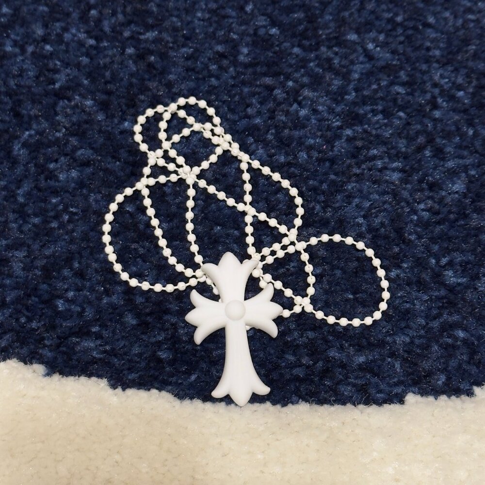 Chrome Hearts Rubber CH Cross Small Necklace Silicone White